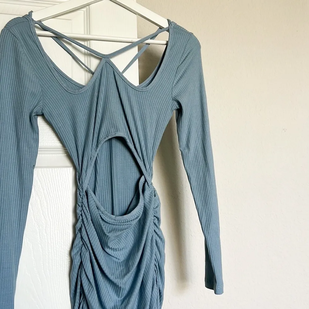 Jonathan Simkhai Standard Maisha Cutout Long Sleeve Dress in Baltic Blue Size XS - Image 5