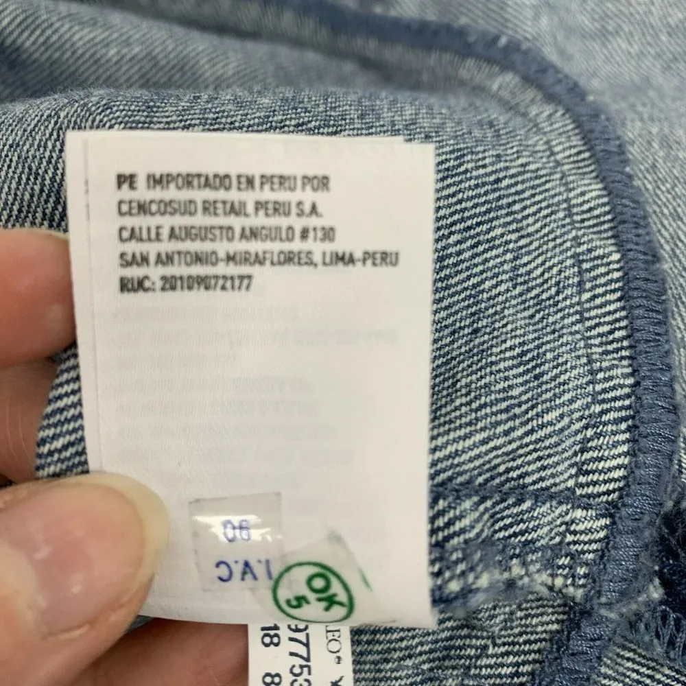 American Eagle Denim Crop Cami Tank Top Peplum Smocked Sleeveless Women's Size L - Image 7