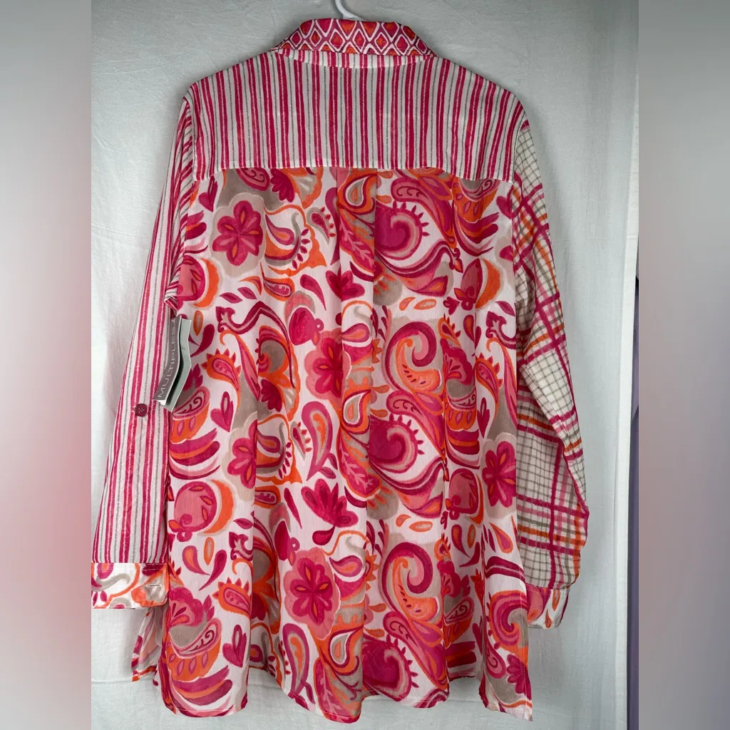 Multiples Pink and Orange Striped Shirt - Image 4