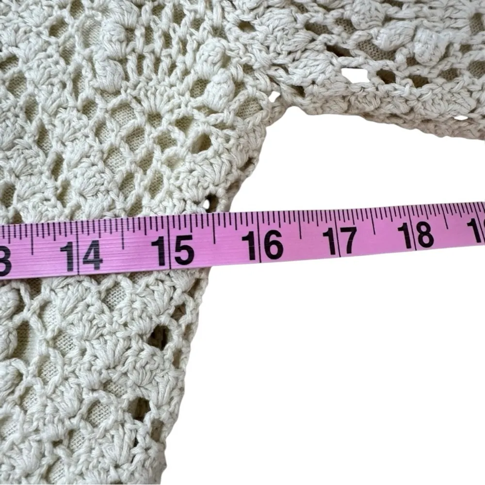 525 america Linen Blend Cream Knit Cardigan Size S Brown - Image 5