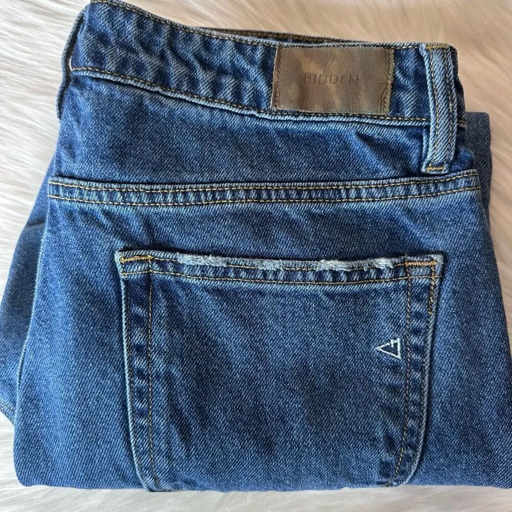 Hidden Happi Front Slit Crop Denim Jeans Medium Dark Wash Size 30 Blue - Image 12