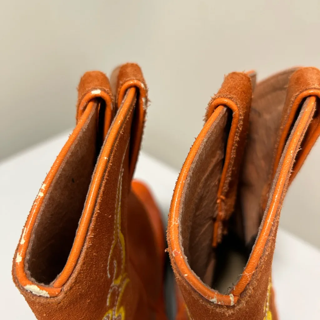 Justin Orange Cowboy Boots Size 8 - Image 8