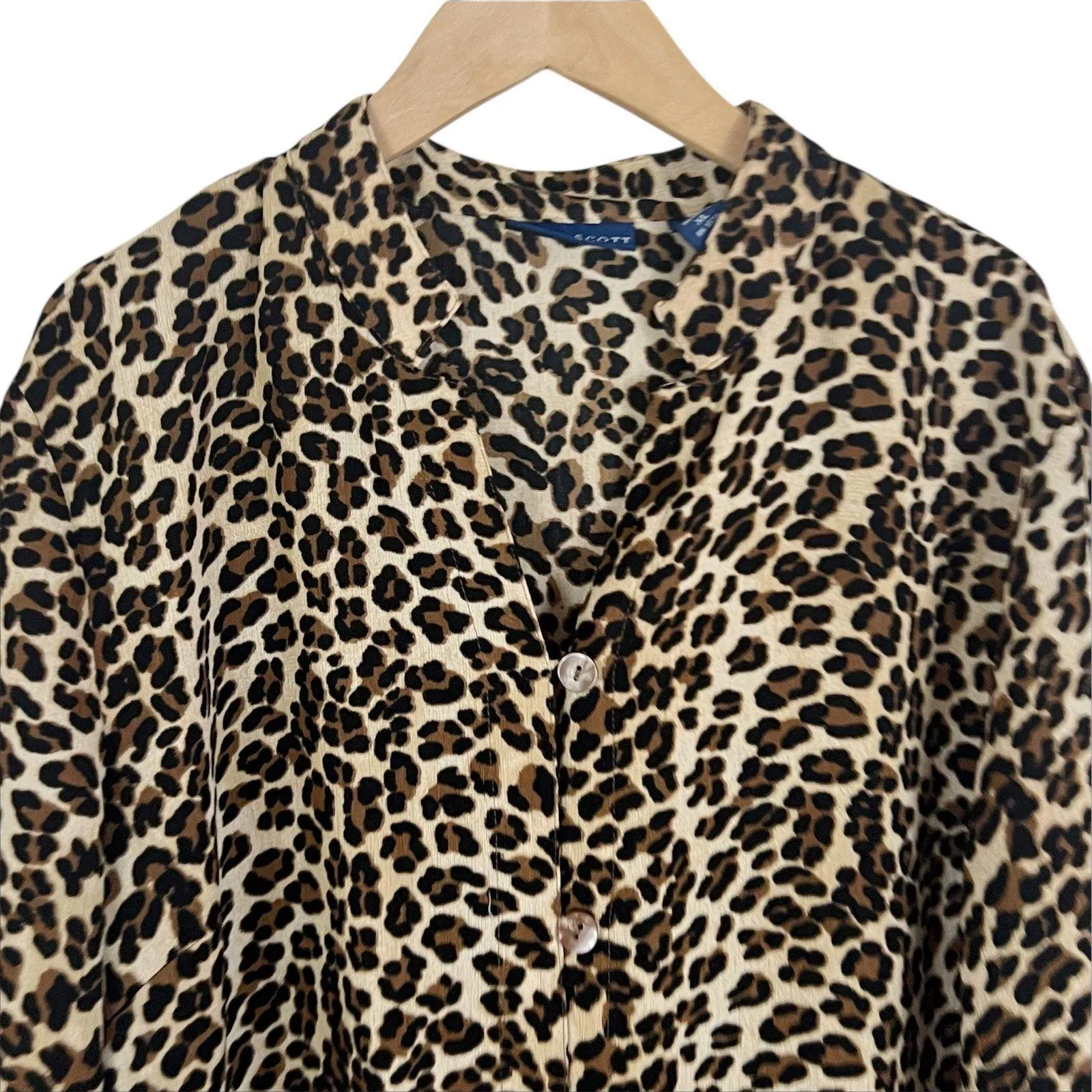 Karen Scott Leopard Print Button Front TunicTop Size XL - Image 3