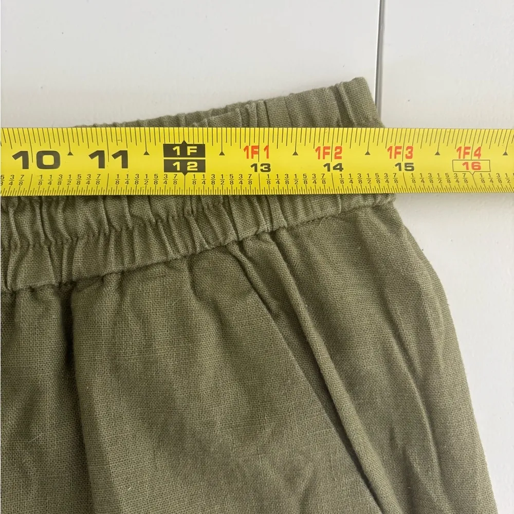J. Crew Pants‎ 4 Green Linen Blend Pull On Tapered High Rise Drawstring 0320 - Image 7