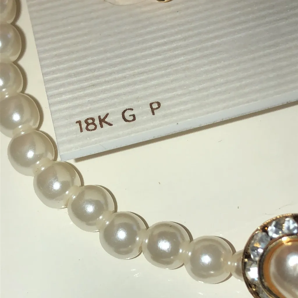 Martelli Faux Pearl and Gold Tone Rhinestones Classic Jewelry Set - Image 5