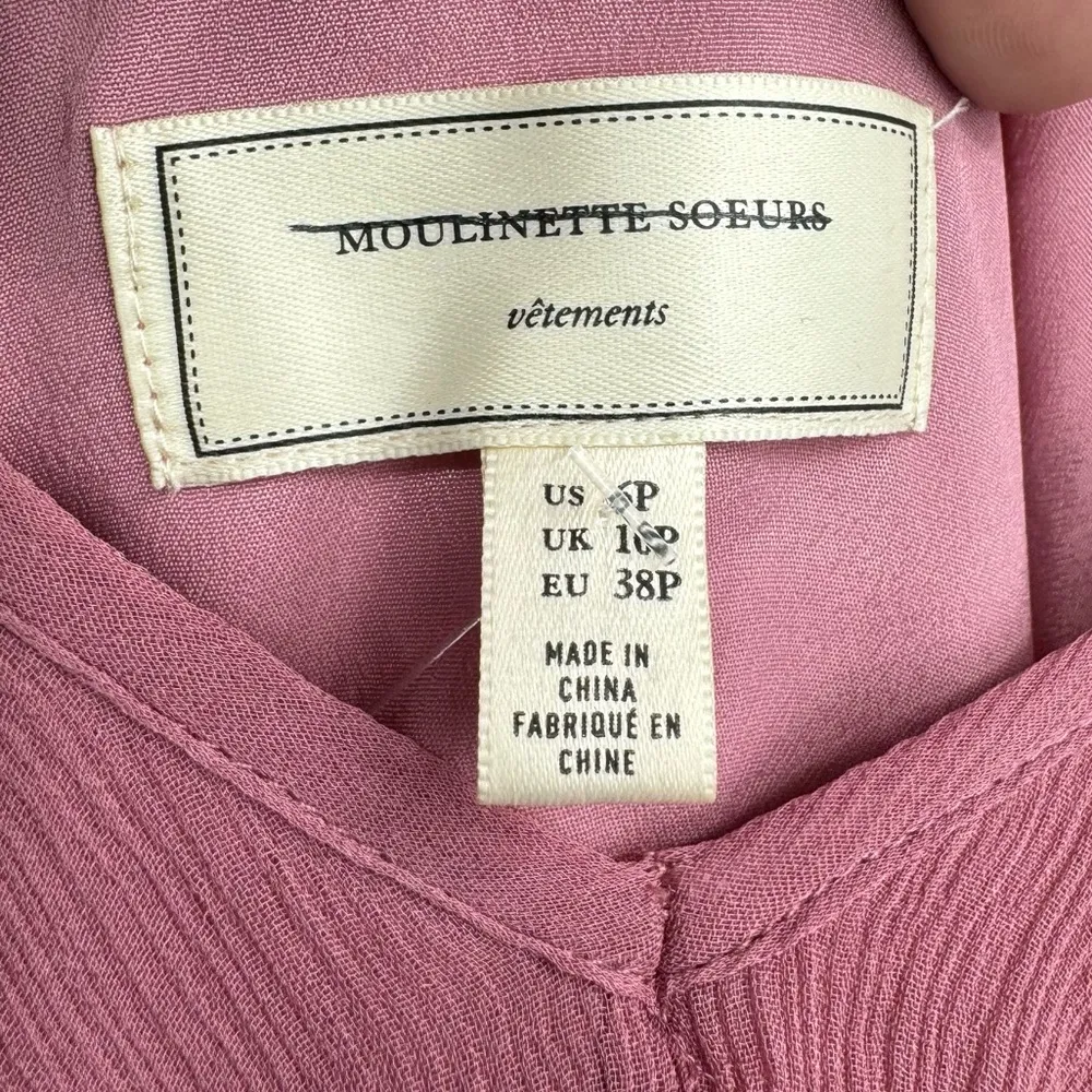 Anthropologie Moulinette Soeurs Reagan Silk Ruffled Dress Pink Size 6 Petite - Image 10