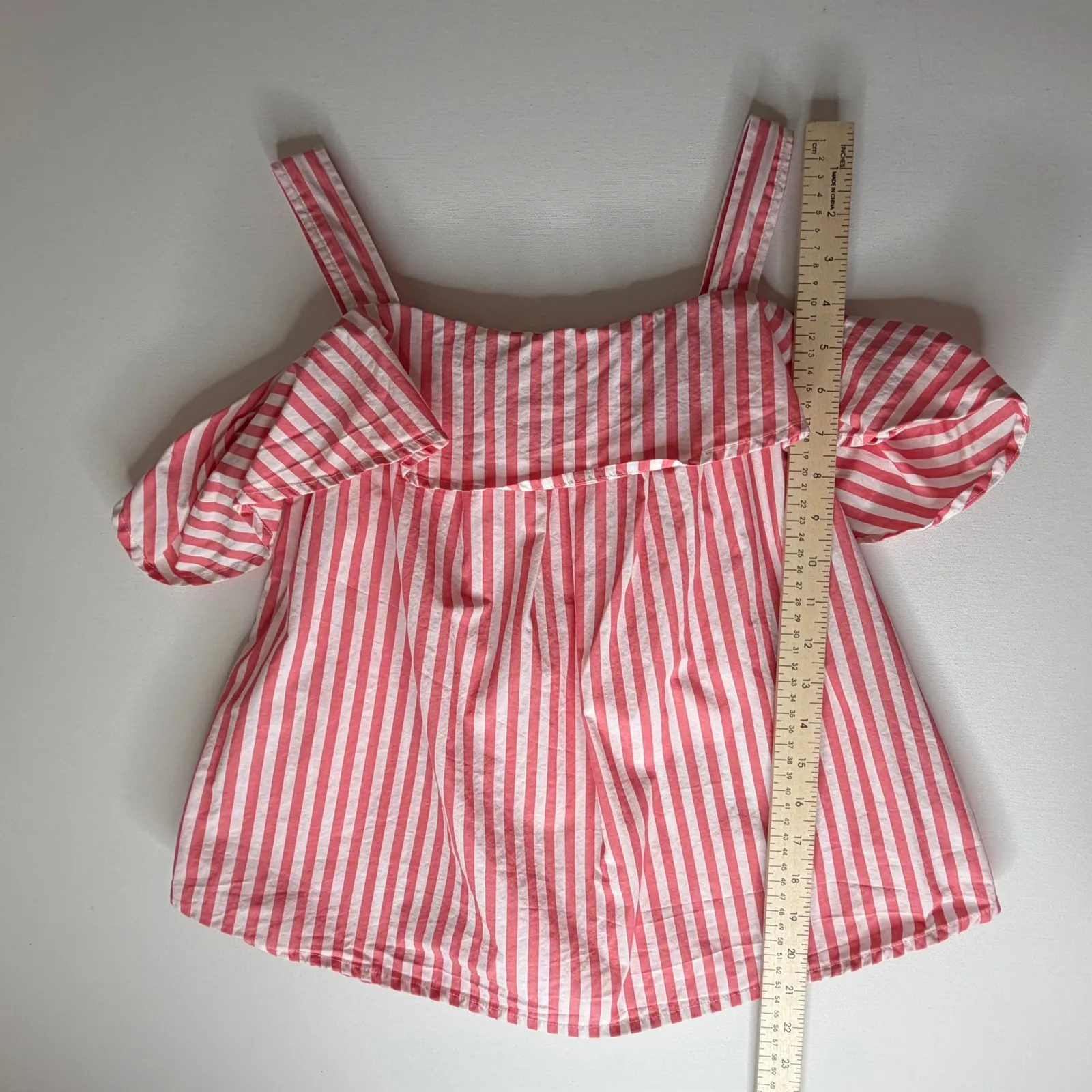 Crown & Ivy Pink Stripe Button Back Shirt Small Lightweight Cotton Preppy Resort - Image 8