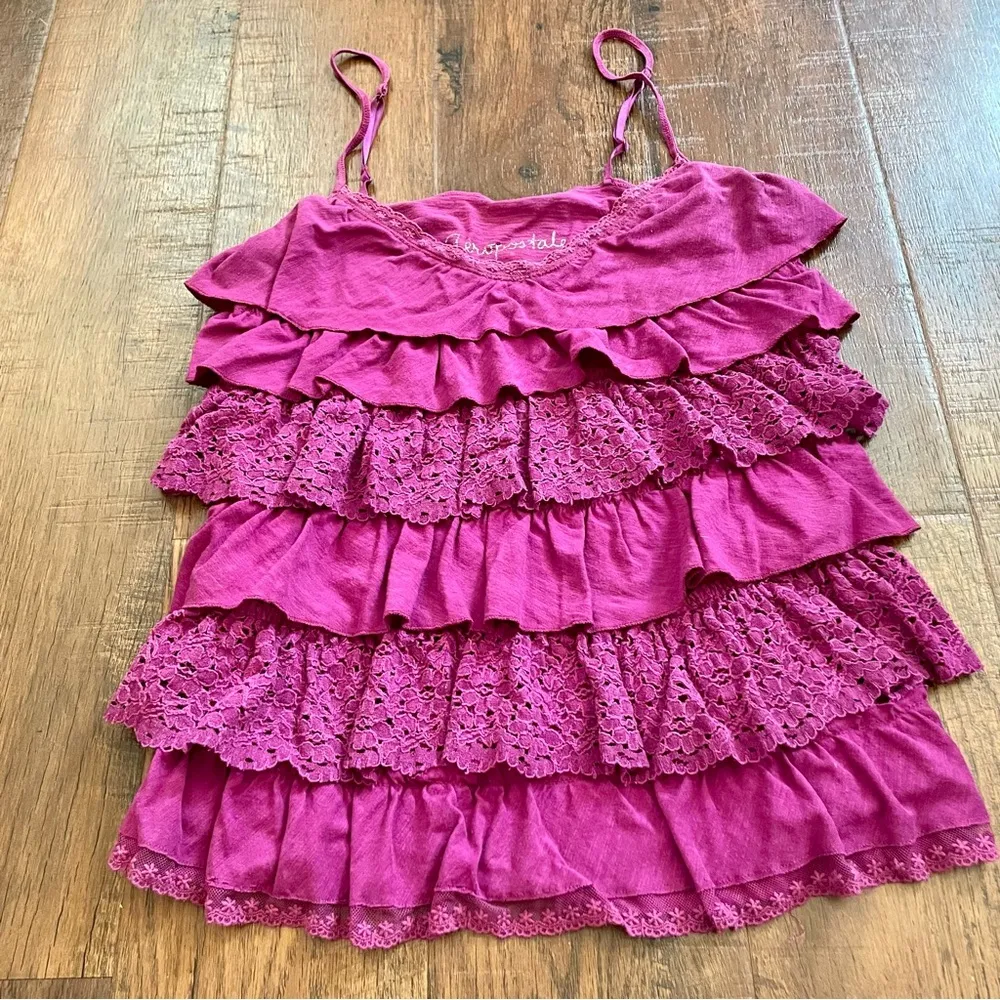 AÉROPOSTALE magenta tiered tank top, size XL - Image 2