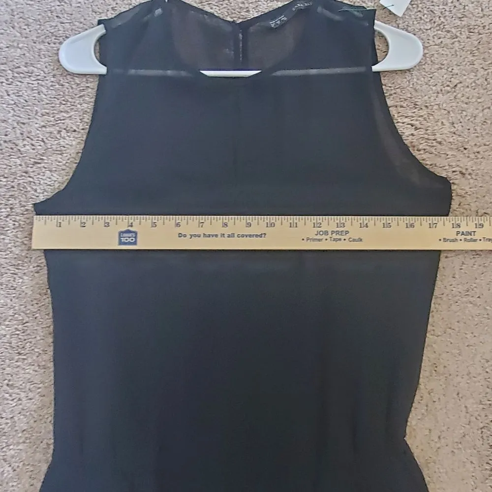 Zara Black Jumpsuit Mesh Top Wide Leg Size Medium Sleek Sexy Party Cocktail - Image 9