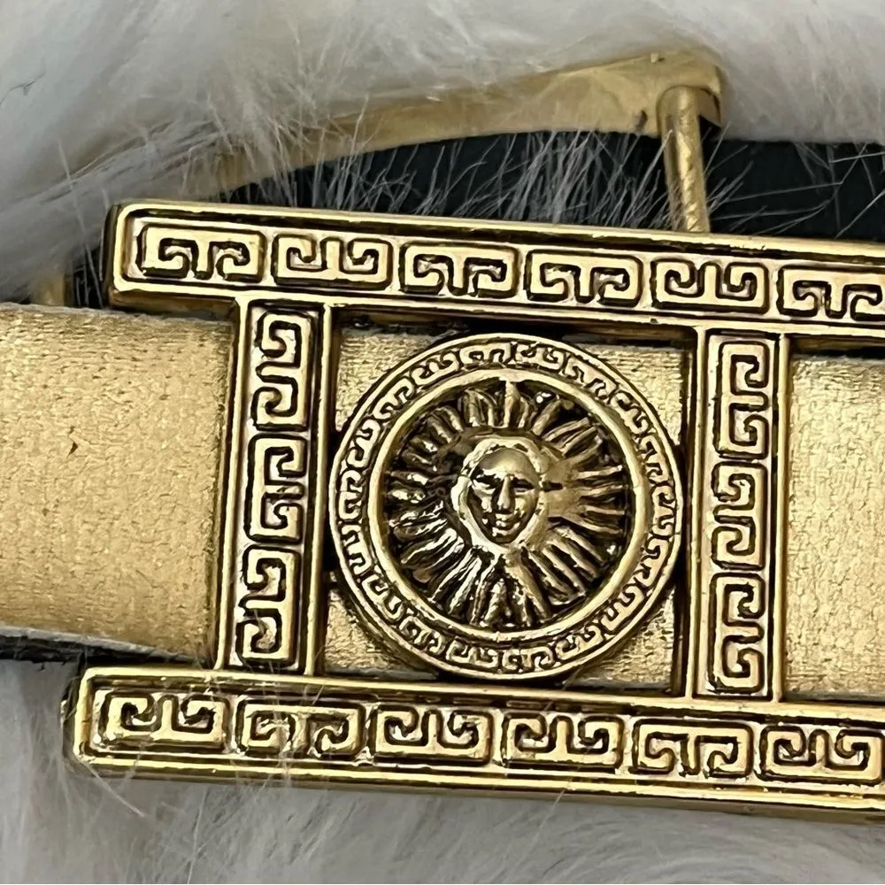 Vintage 90’s Gold Celestial Theme Belt Faux Leather and Metal 28/30 - Image 2