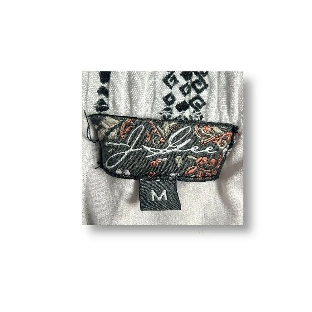 J Gee M Off Shoulder Striped Dress White Black Rayon Tie Sleeve Boho Midi Coasta Size M - Image 6