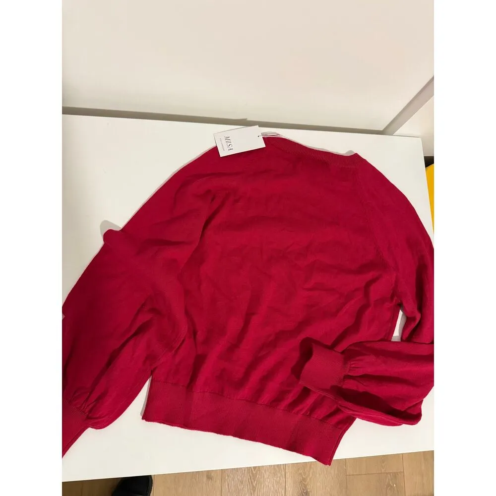$260 New Misa Los Angeles Landri Knit Top - Cranberry - XS - Image 5