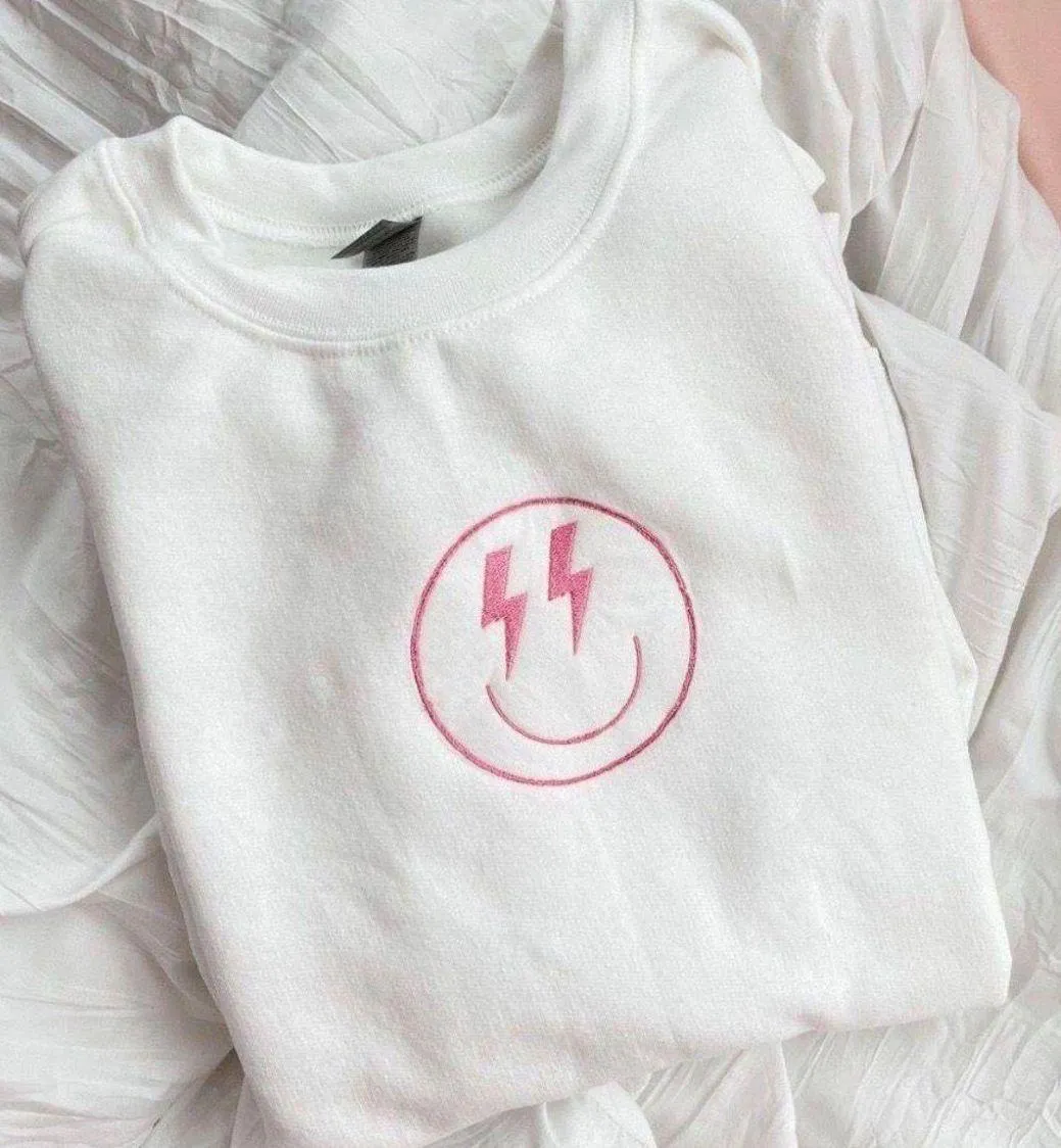 Smiley Lightning Bolt Embroidered Sweatshirt - Image 2
