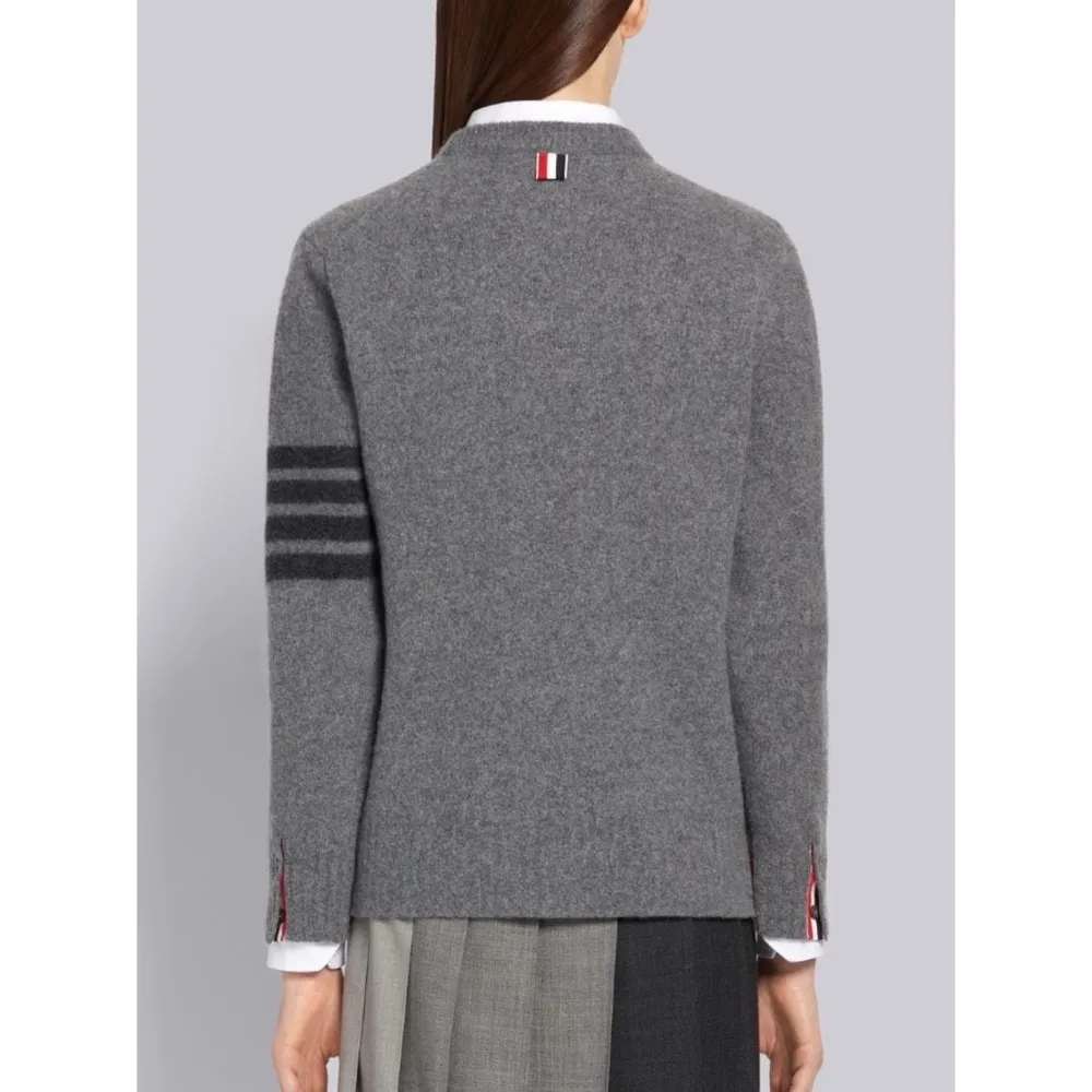 NWT THOM BROWNE MEDIUM GREY OVERWASHED CASHMERE JERSEY CREWNECK 4 - Image 3