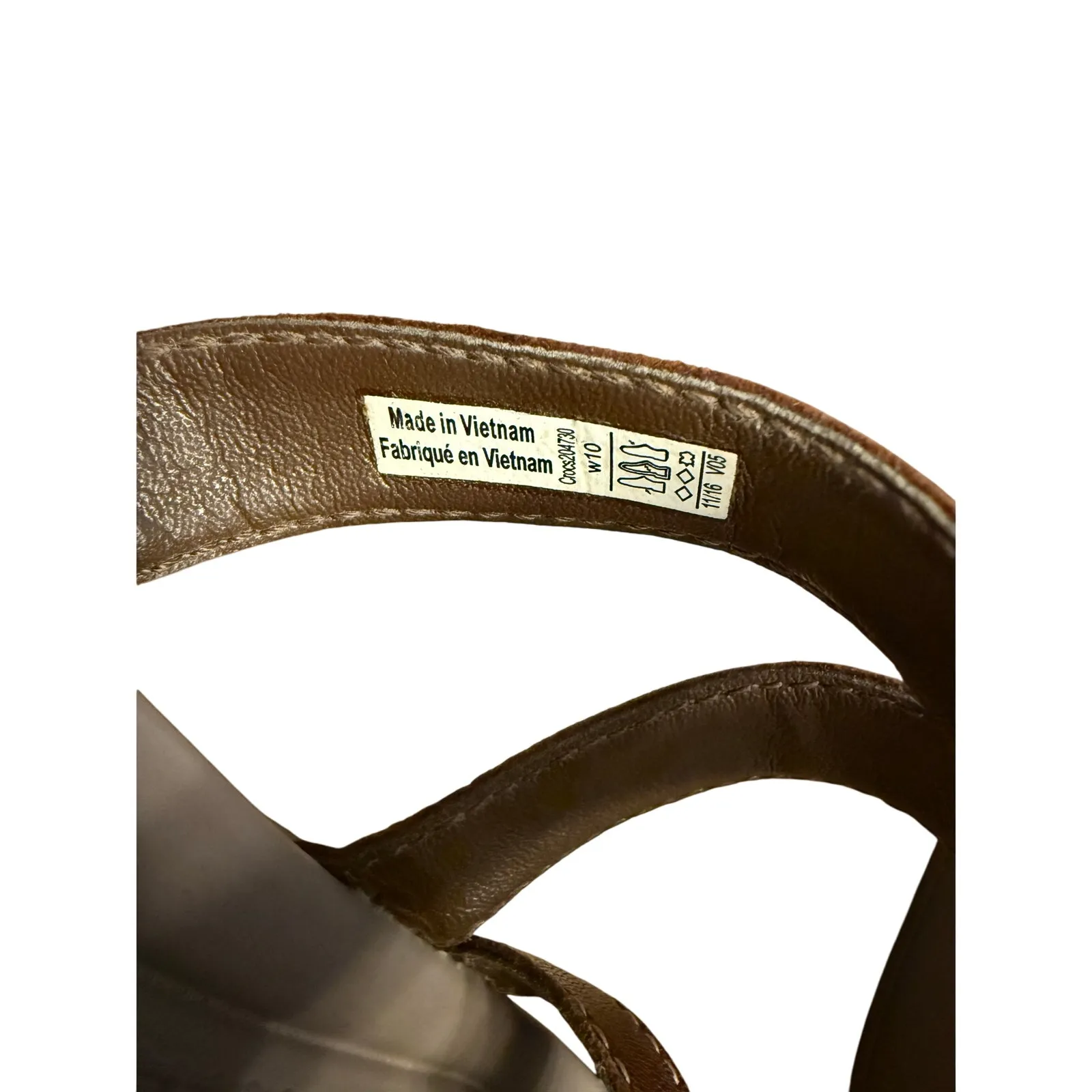 CROCS Leigh Ann Leather Strap Wedge Sandals Women’s Size 10 Brown Comfort 204730 - Image 6