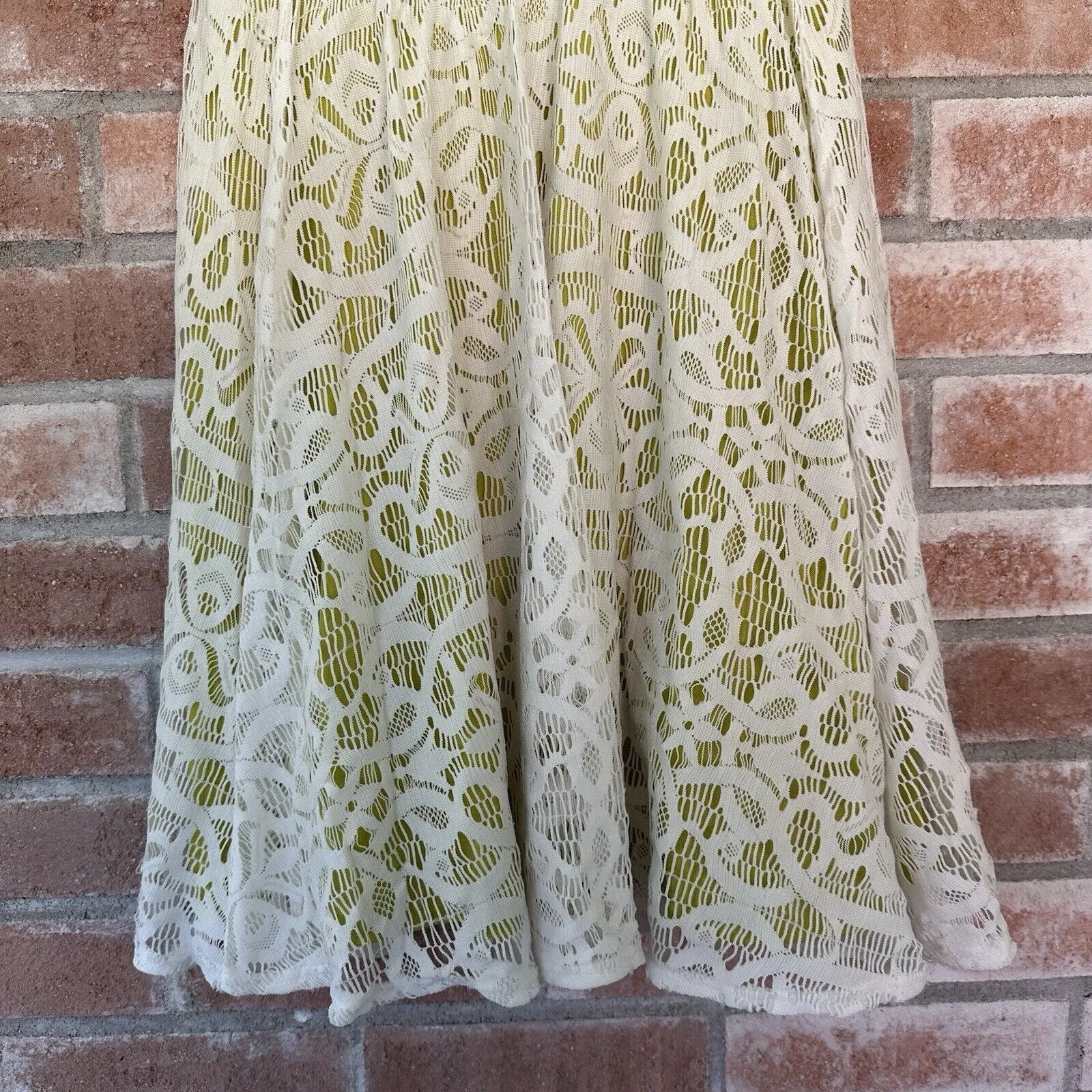Guess Strapless Crochet Lace Party Dress Size 2 Lime Green Y2K - Image 3