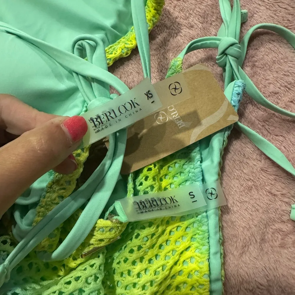 Neon Yellow and Mint Green Bikini Set - Image 5