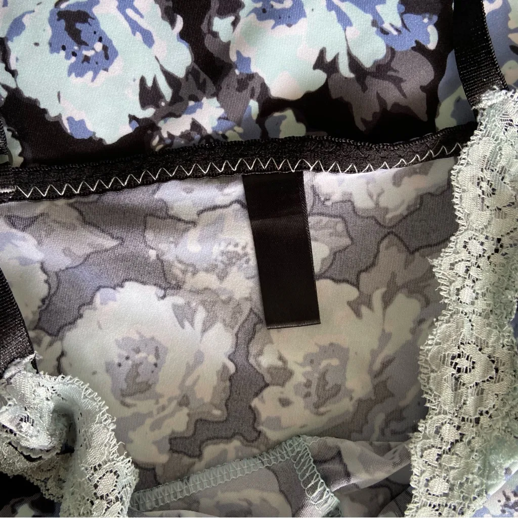 Y2K Floral Lace Trim Cami Black Blue Whimsigoth Cottagecore Fairy Flirty Rose M - Image 9