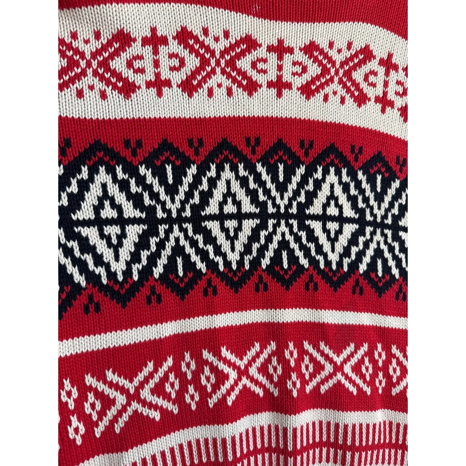 Vintage GAP Fair Isle Nordic Sweater Red Black Cream 90s Y2K hoilday large - Image 9