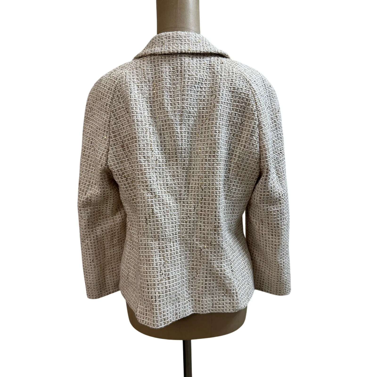 Escada Metallic Wool Blend Tweed Blazer Size 10 - Image 7