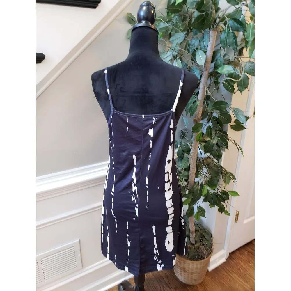 Women's Camisole Dress Medium Black Tie Dye Print Sleeveless Stretch Round Neck - Image 4