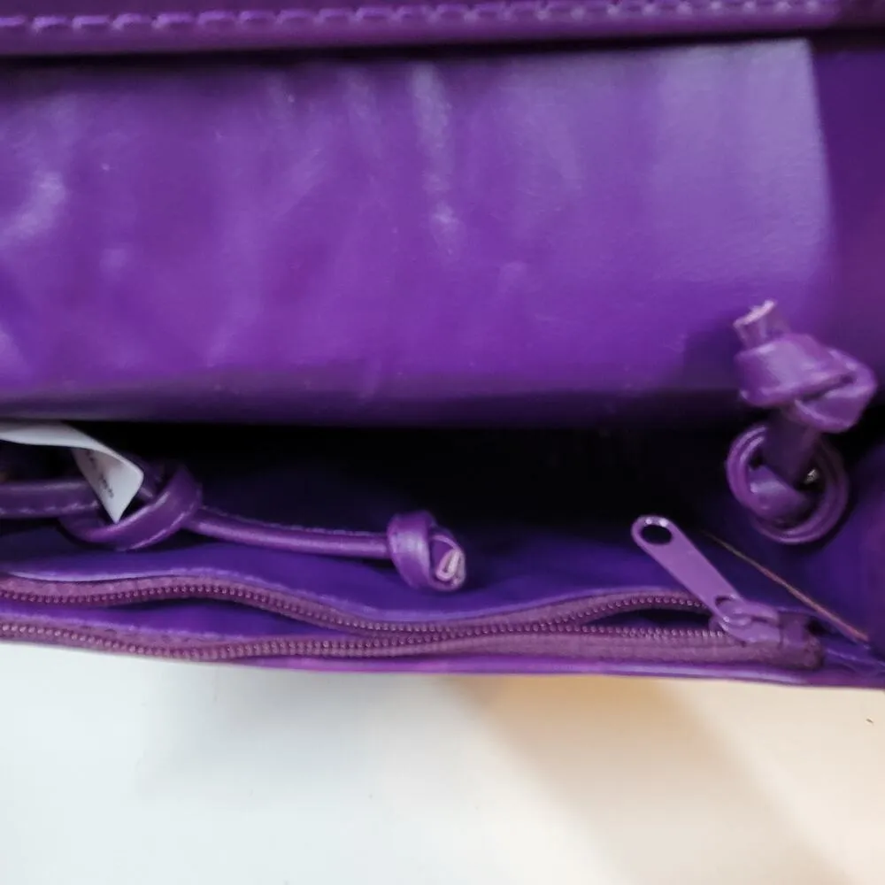 Vintage Dover Crossbody Bag Womens Purple Embossed Animal Print Mirror Purse - Image 7