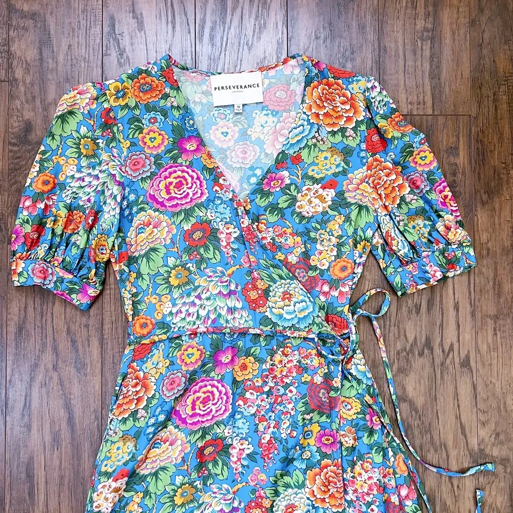 Perseverance London • Elysian Day Liberty Maxi Dress gown floral wrap Size 6 - Image 4
