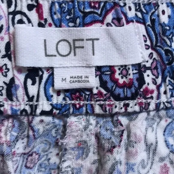 Loft Fluid Wide Leg Crop Pants in Medallion Linen Blend ladies size medium - Image 13