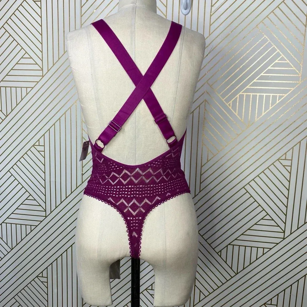 FREE PEOPLE Thank You Never Bodysuit in Myrtle‎ Magenta Size US XS - Image 8