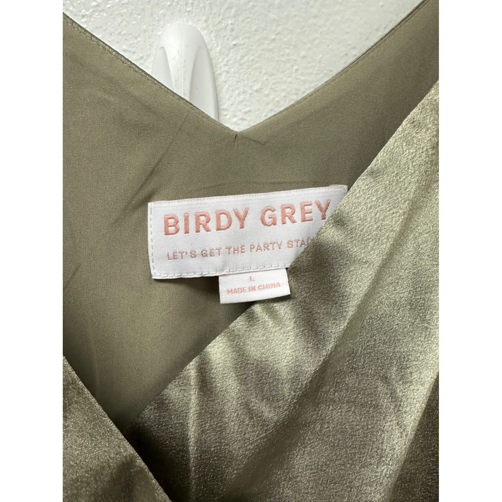 Birdy Grey Cindy Satin Wrap Maxi Dress Moss Green Size L - Image 5