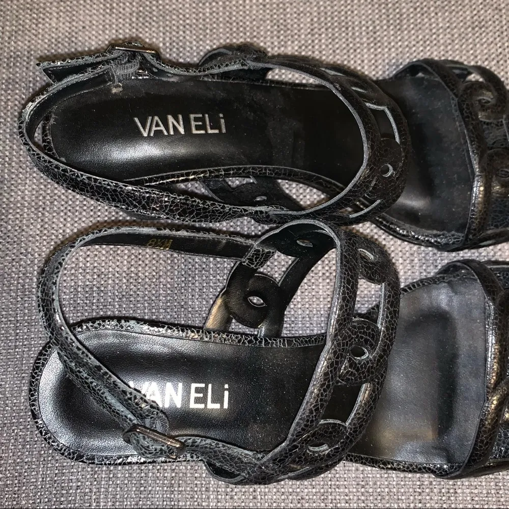 VanEli black heeled Sandals, size 8.5, approx 2 inch chunky heels - Image 6