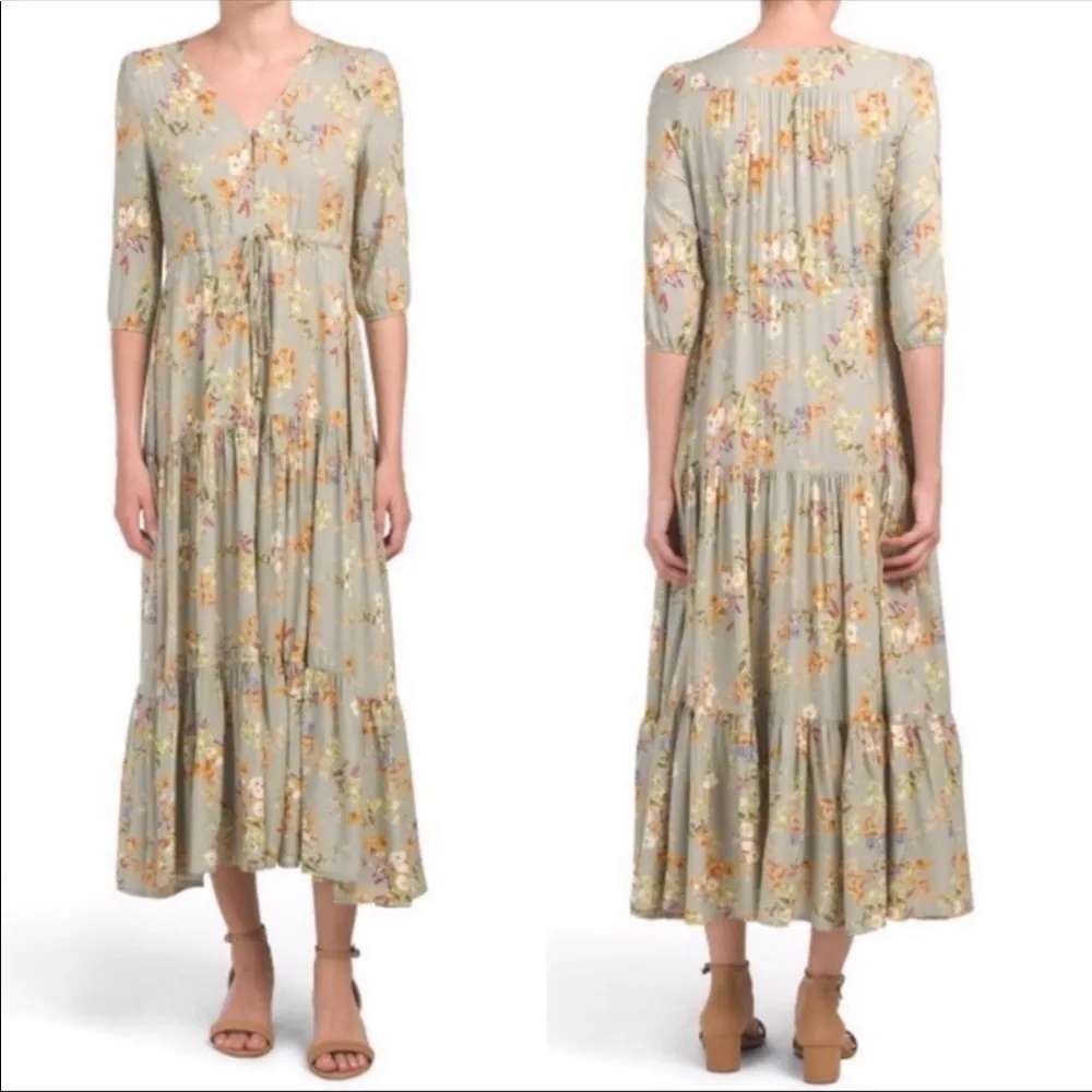 SUNDAY MI AMOR by Anthropologie size medium green floral maxi dress - Image 2