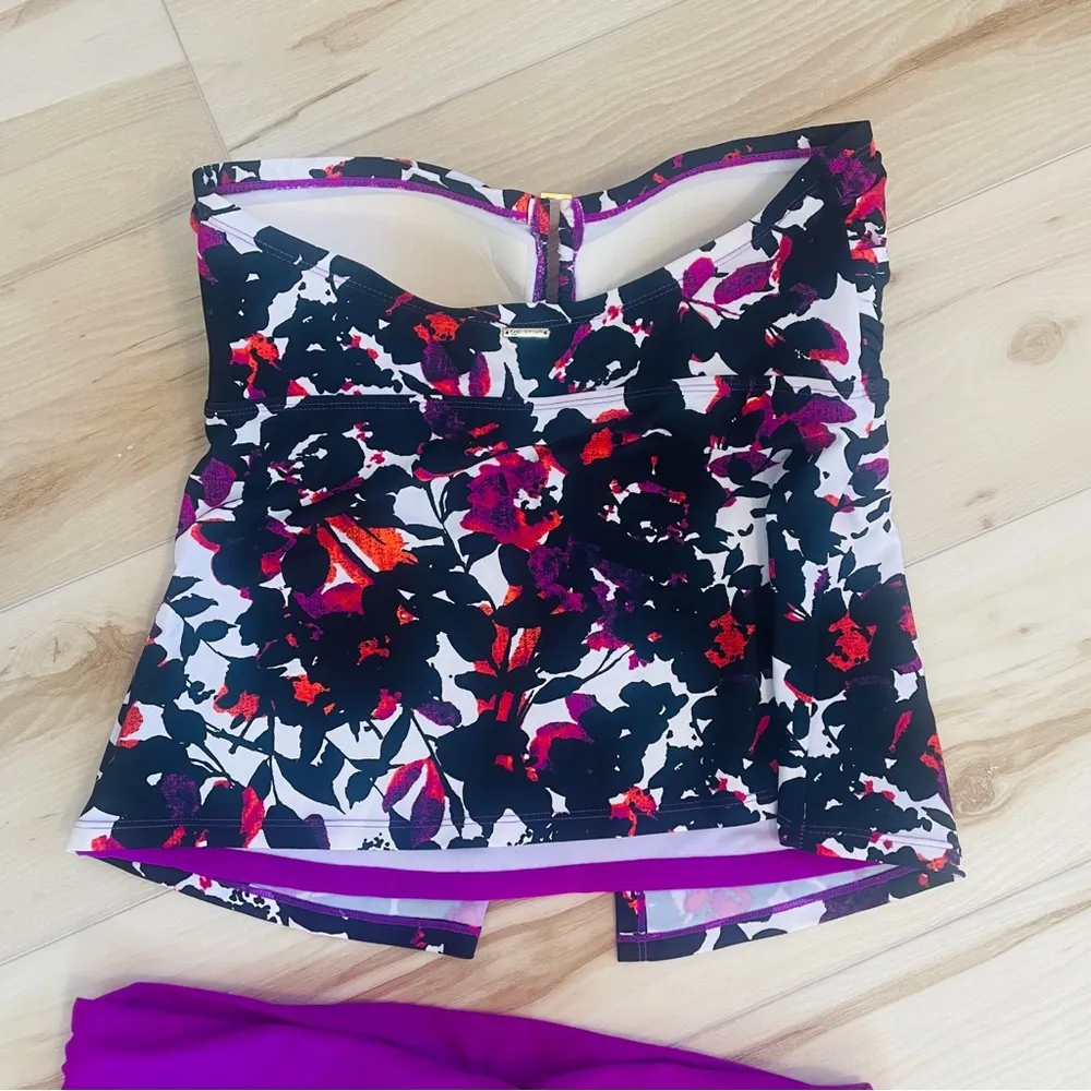 Jones New York  Women’s Two Piece Swimsuit Tankini Floral Size 10 Strapless - Image 6