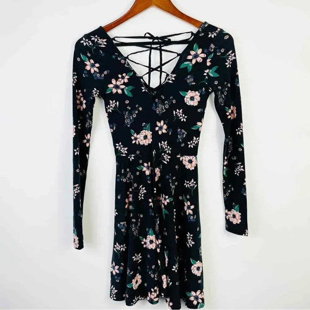 AEROPOSTALE Floral Long Sleeve‎ Skater Dress XS - Image 5
