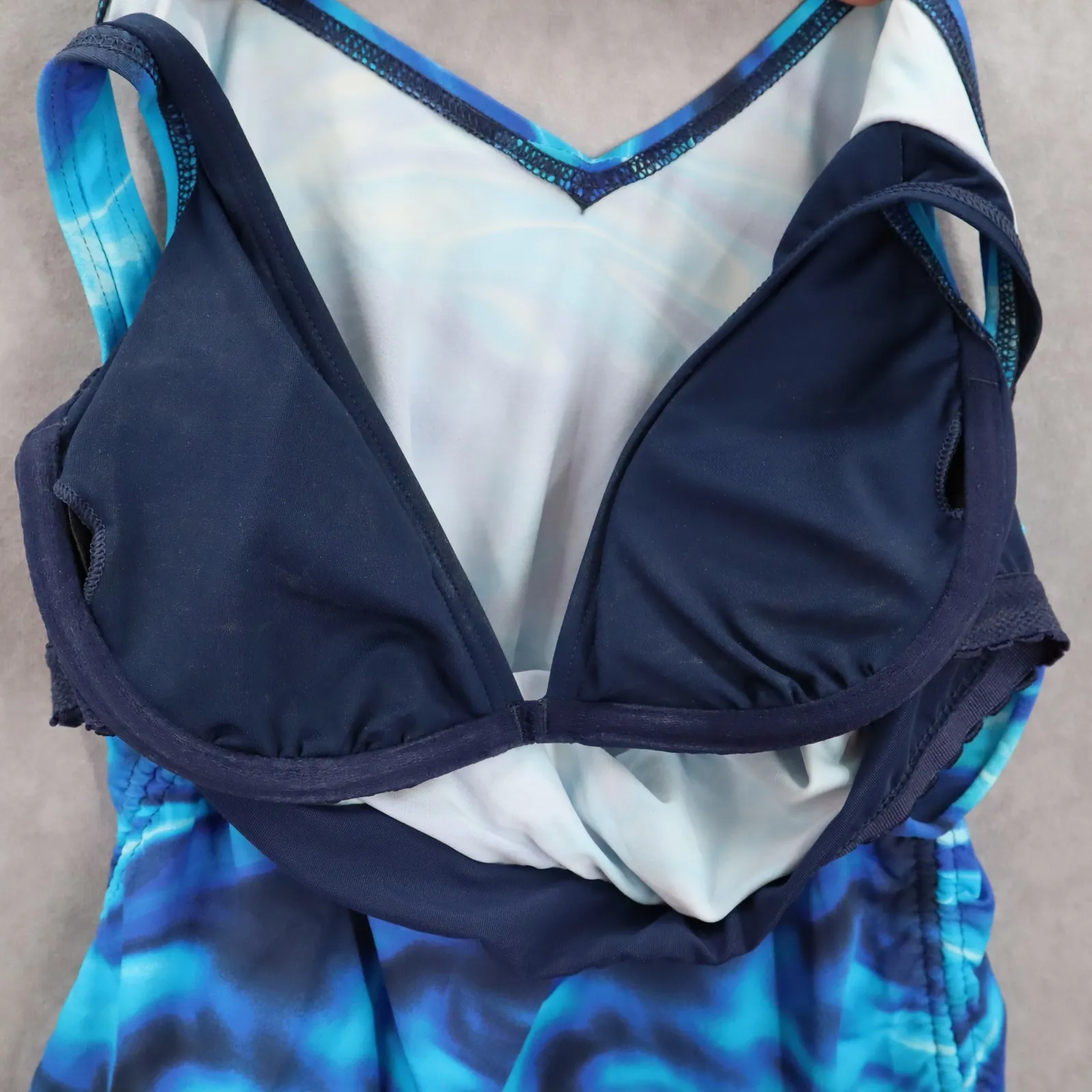 Lands End Blue Marble Swirl Tie Dye Ties Sleeveless Swim Beach Tankini Top‎ 2P - Image 5