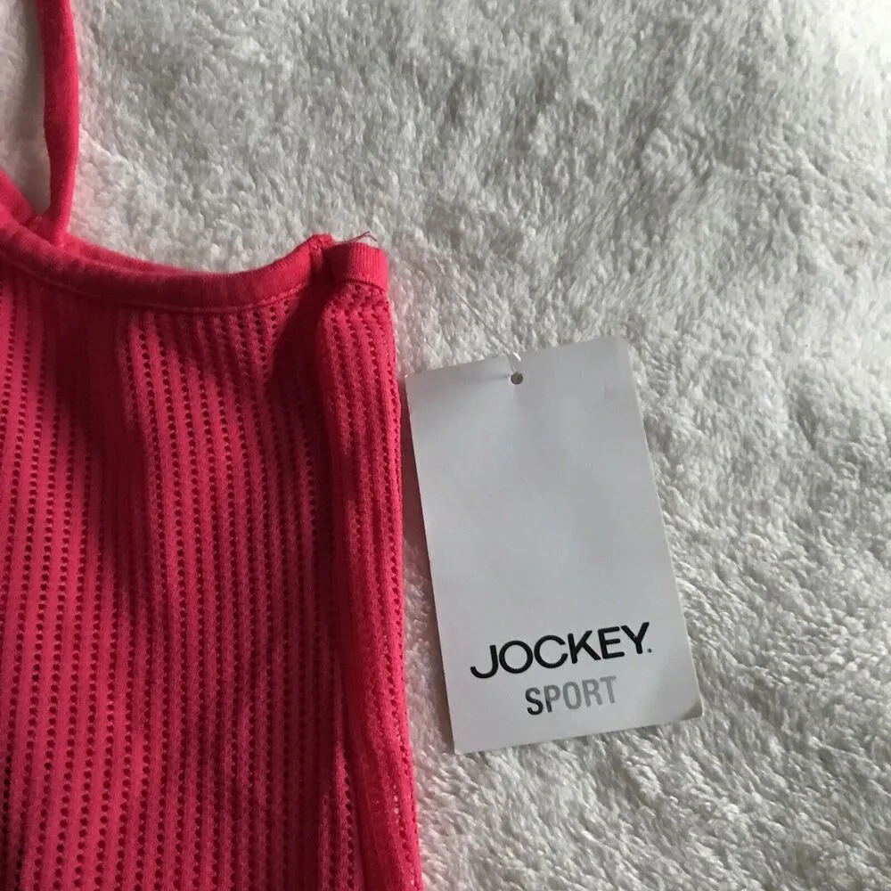 Jockey Sport Size S Training Yoga Tank Top Strap Cross Back Gray Fuchsia NWT - Image 4