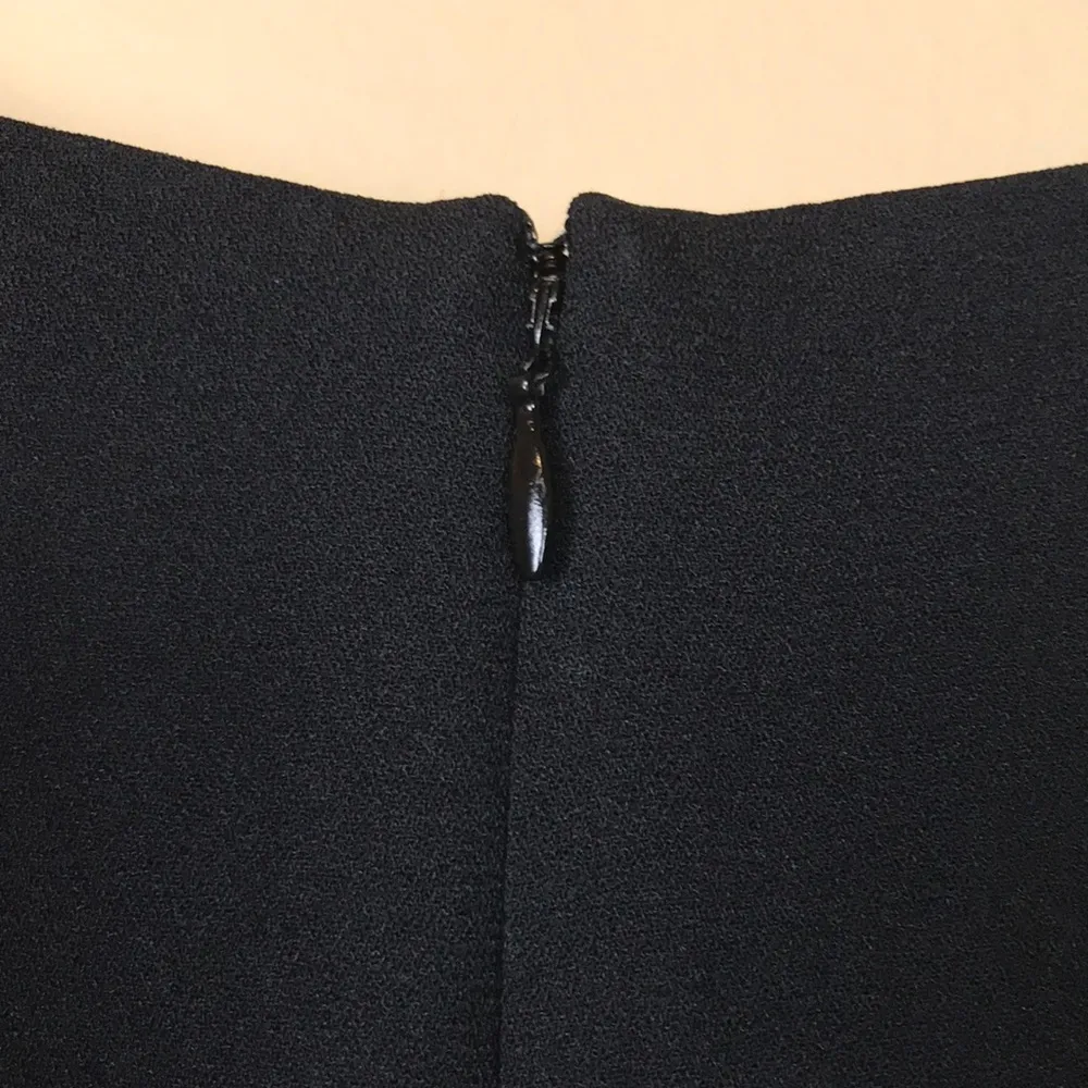 VTG Talbots Women’s Black Satin Bow Waist Short Sleeve Midi Dress - Image 7