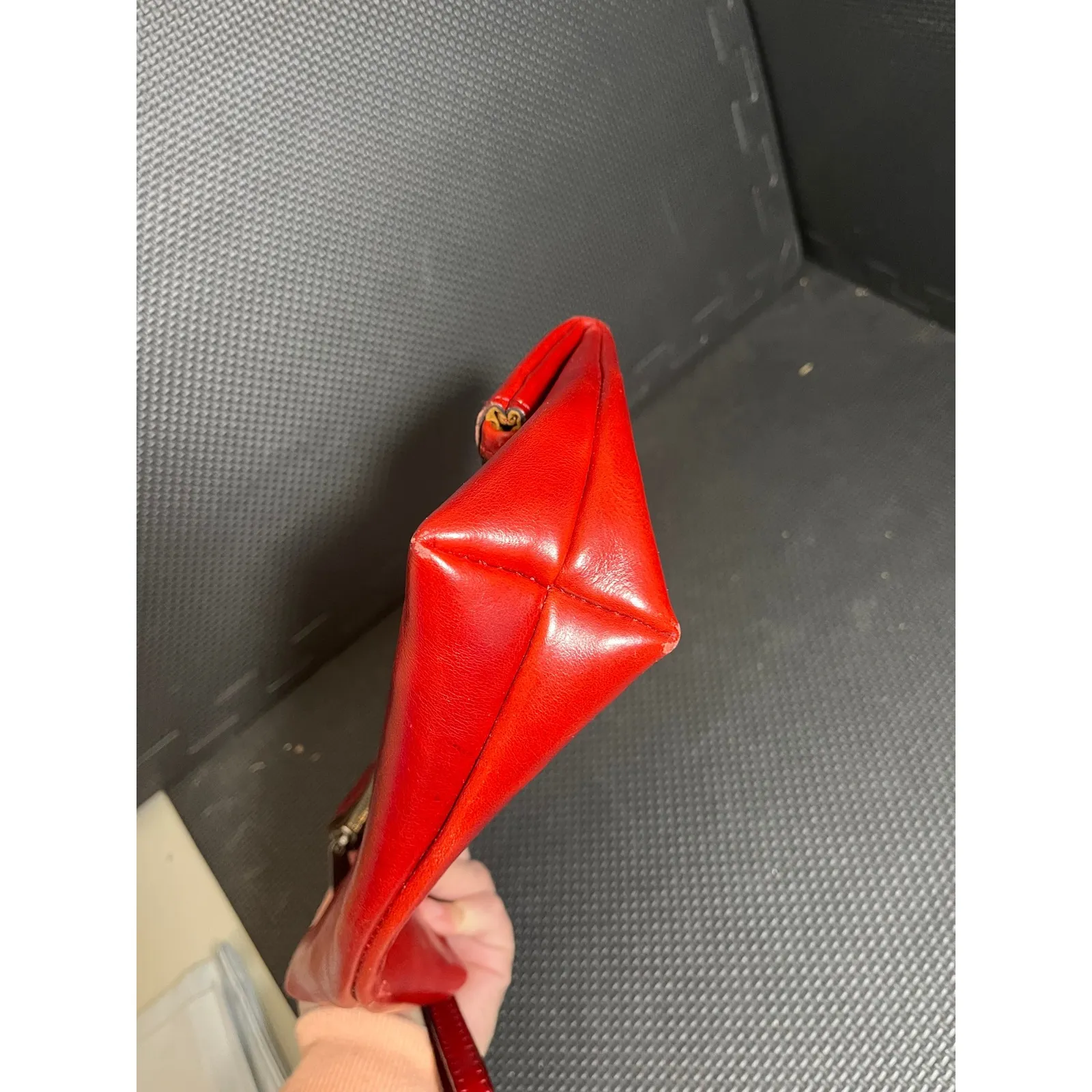 PATRICIA NASH: VALERIE GLAZED LEATHER FOLDING WRISTLET BERRY RED CLUTCH PURSE - Image 5