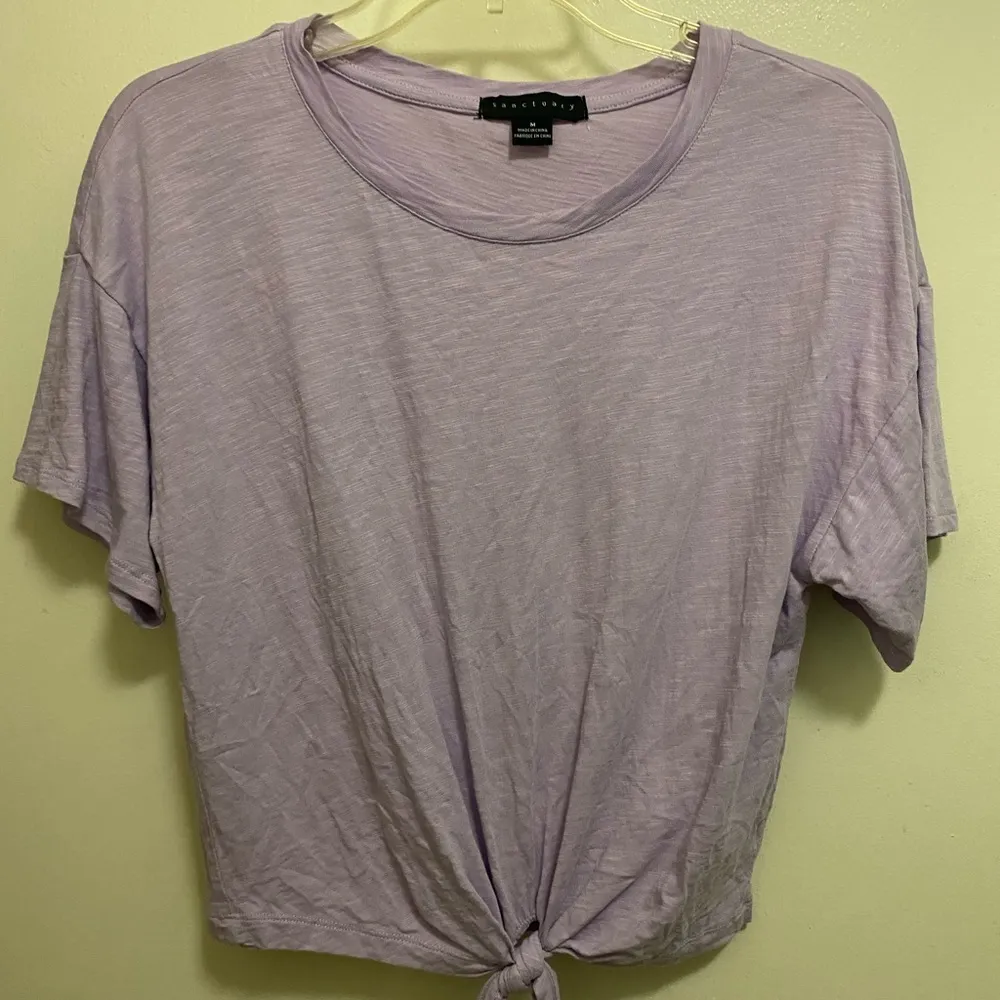 Santuary Women’s Juniors Purple T Shirt M Medium Tie Knot Front 36” Length 21” - Image 5