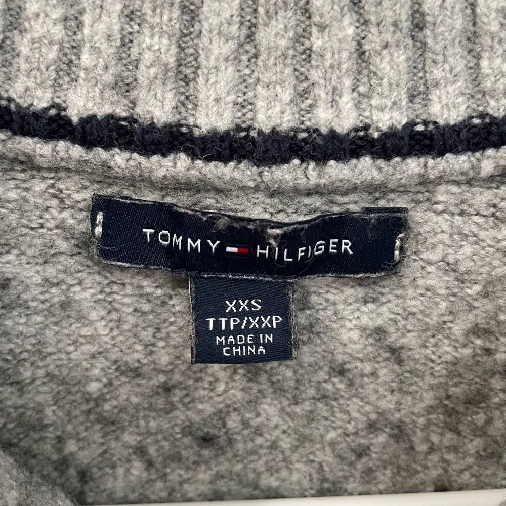 Tommy Hilfiger Marled Gray Wool Blend Sweater Split Sides Women’s Size XXS - Image 3