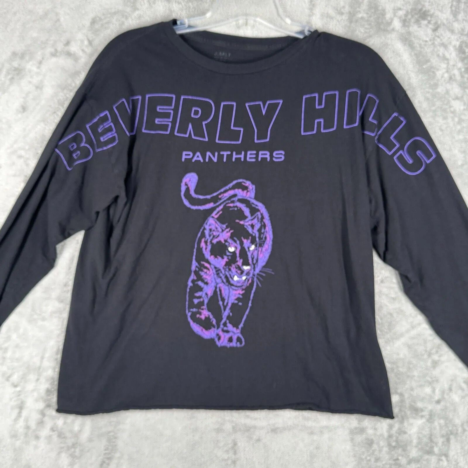 John Galt Shirt Womens One Size Washed Black Purple‎ Panther Raglan Tee Casual - Image 5