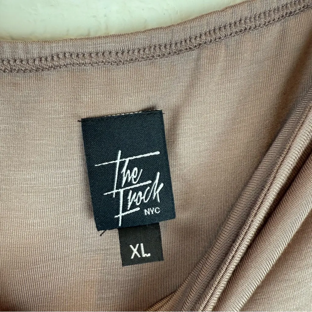 The Frock NYC Mauve Taupe Stretchy pencil skirt knee length elastic waist XL Purple - Image 3