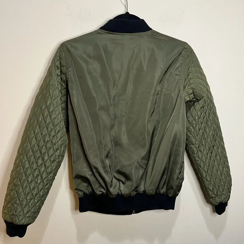 MICHAEL Michael Kors Olive Green Quilted Bomber Jacket Size S - Image 5