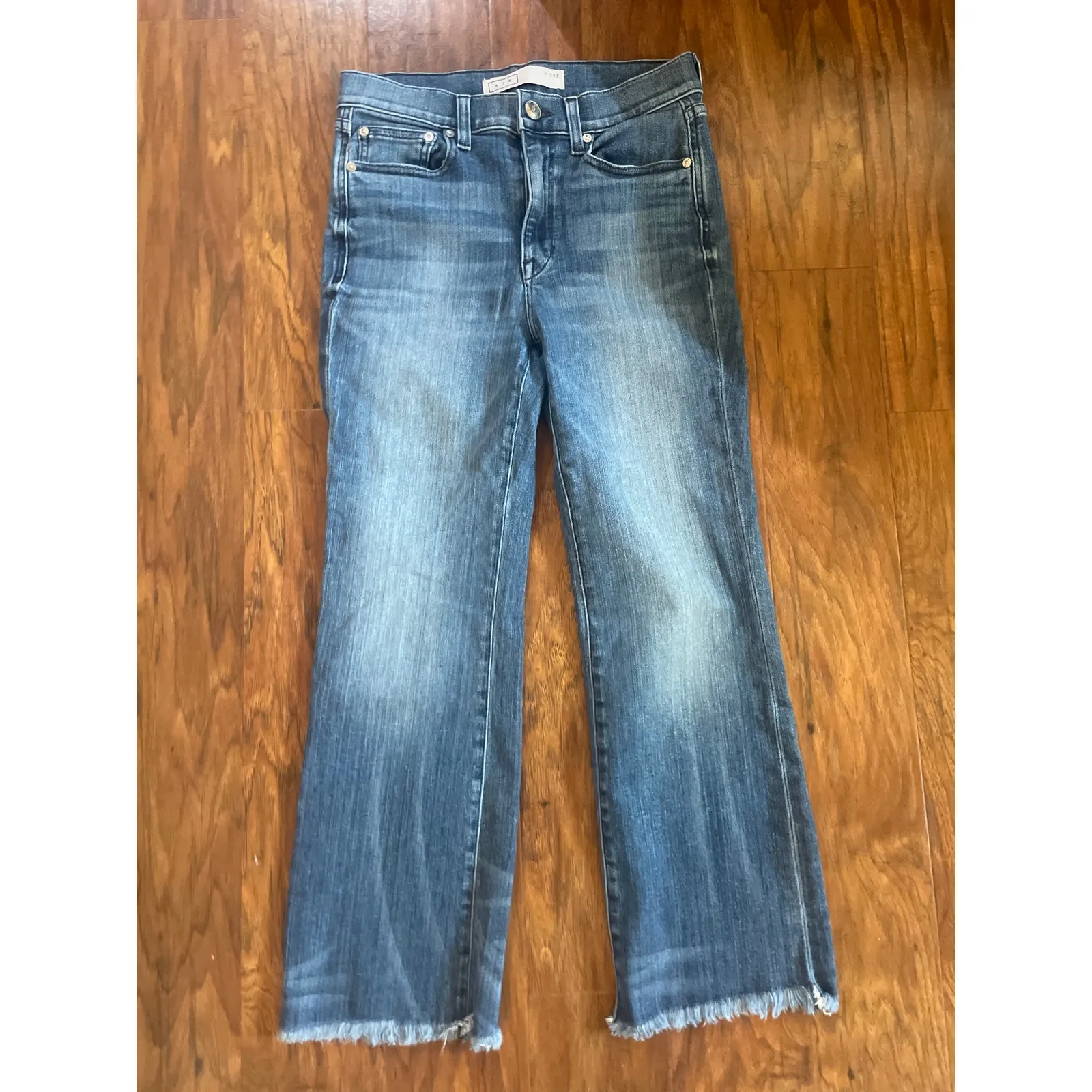 AYR The Bomb Pop Jeans SUSTAINABLE FASHION Size 28 S Frayed Hem Mid High Rise - Image 2