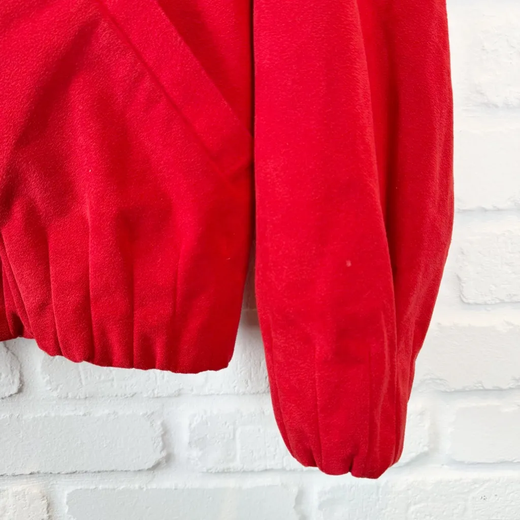Vintage Gino Rossi for Wilson Red Ultra Suede Jacket Union Made Bomber size 8 - Image 3
