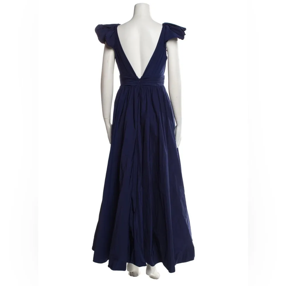 Marchesa Notte Navy Taffeta Flutter Sleeve Ball Gown Dress | Size 4 NEW Blue - Image 8