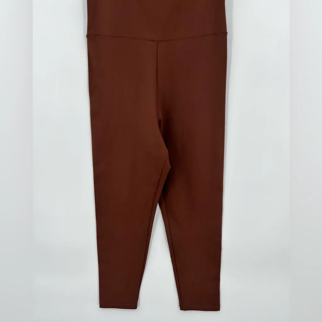 Girlfriend Collective Jumpsuit Romper Spaghetti Strap Unitard Chocolate Brown XL - Image 12