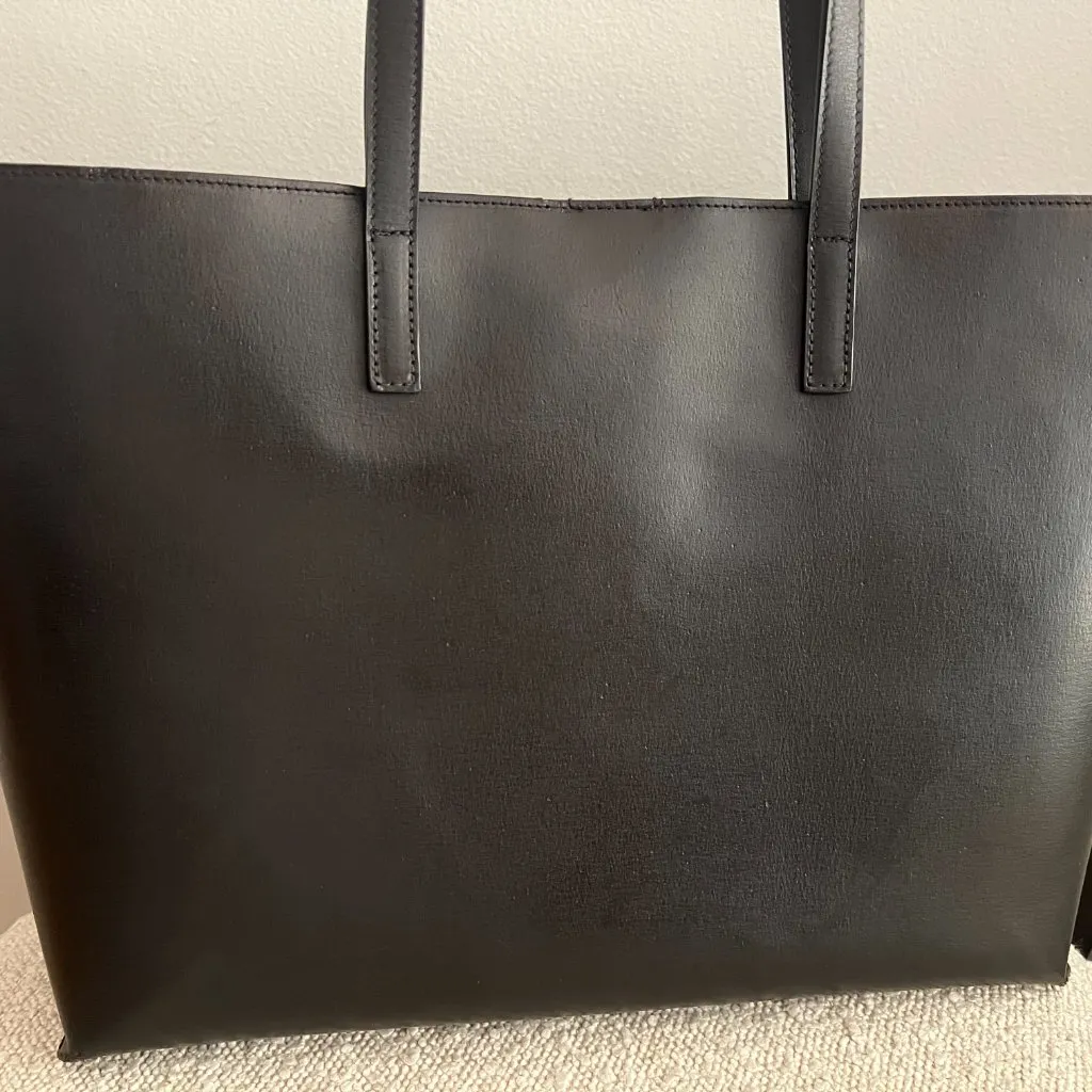 SAINT LAURENT BLACK LEATHER PERFORATED LOGO LARGE TOTE - Image 14