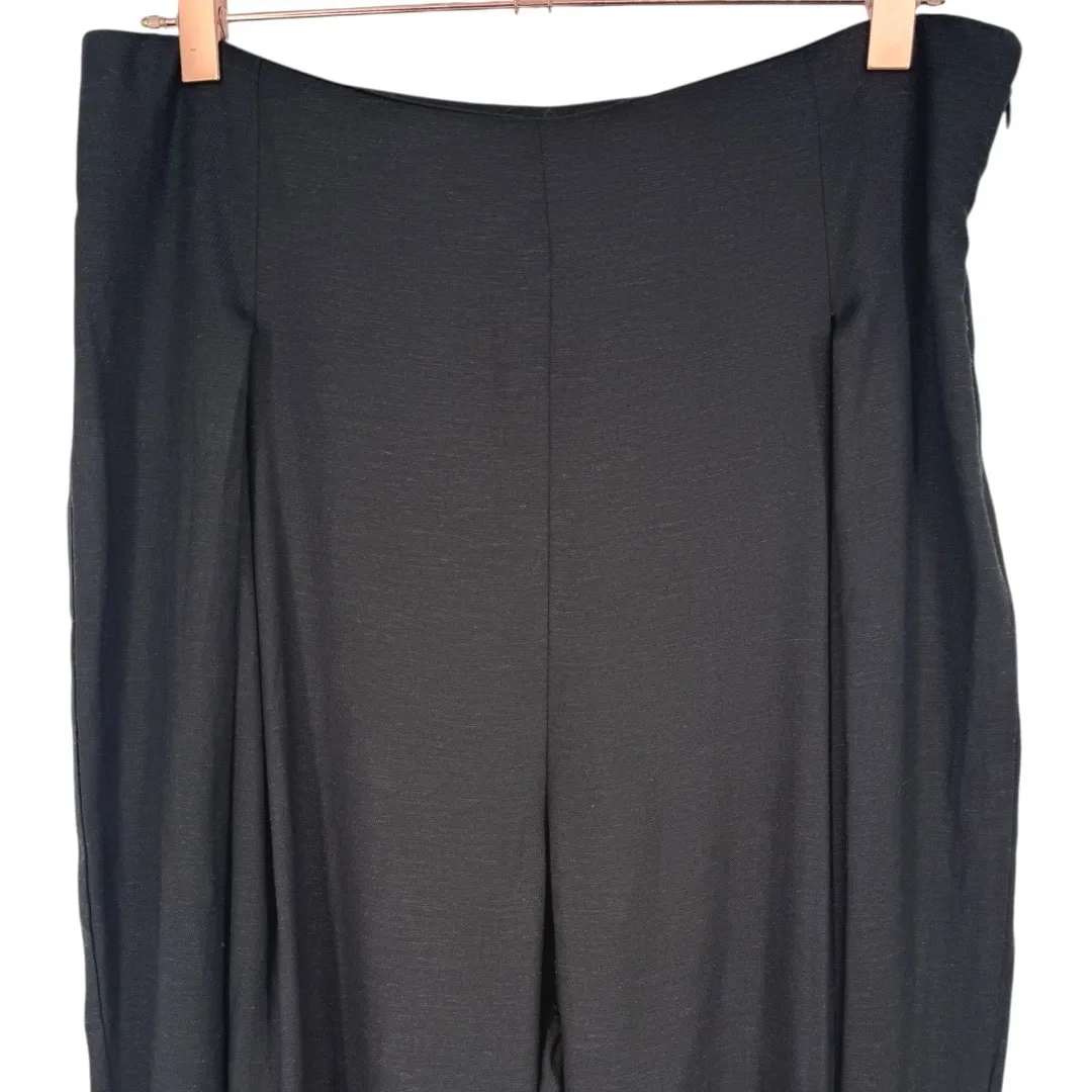 NWOT Jason Wu Women's Linen Blend Wide Leg Side Zip Pleated Pants Black Size 10 - Image 4