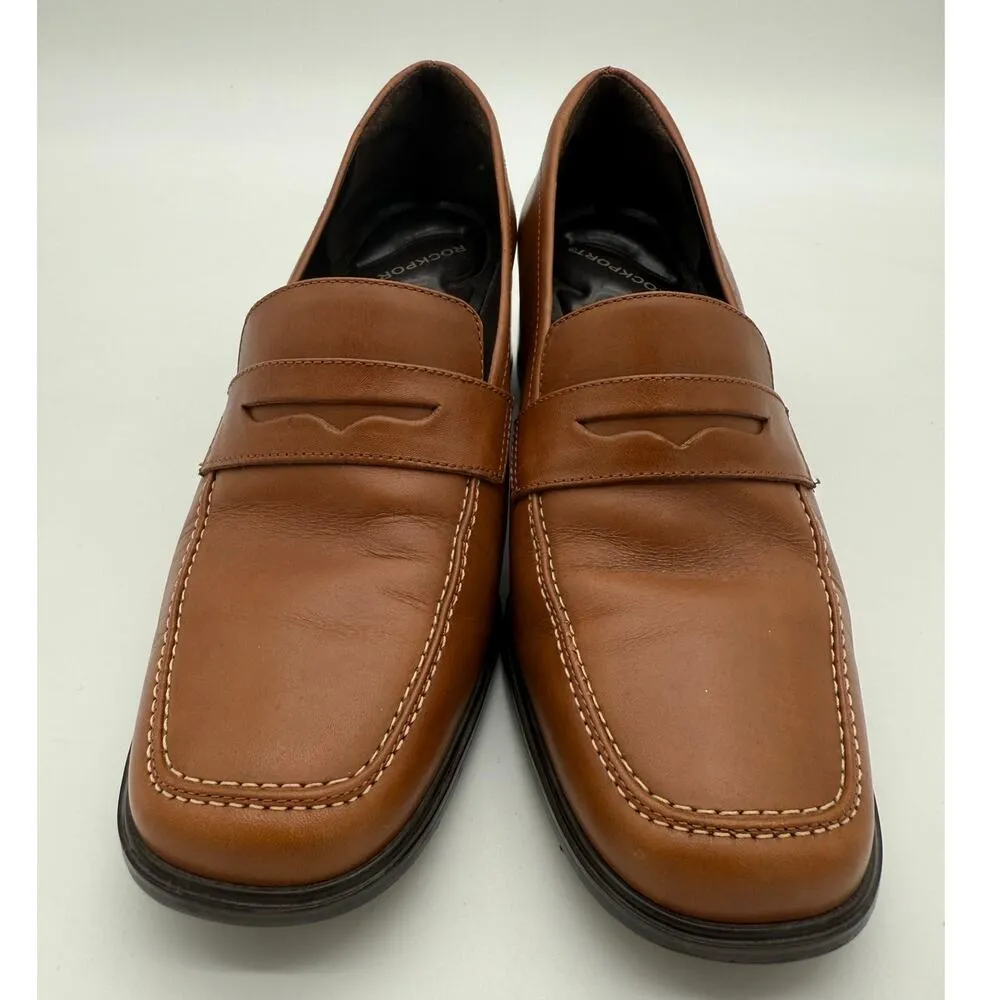 Rockport Comfort Tan Brazil Leather Y2K Preppy Academia Office Loafers 8 - Image 6